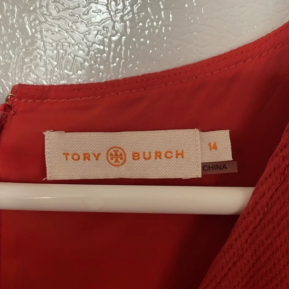 Tory Burch Size 14 Burnt Orange Gorgeous Dress Gold Accent Buttons Pockets Lined